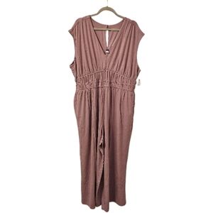 Purple Old Navy Women's Waist-Defined Wide-Leg Jumpsuit
